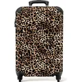 NoBoringSuitcases.com Hartschalen Handgepäck Koffer 55x35x20 cm, 36L, Drucke für Frauen: Braun, schwarz - Pantherdruck, Reisekoffer mit 4 Rollen - Braun