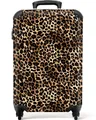 NoBoringSuitcases.com© Kinderkoffer Pantherdruck - Tierdruck - Braun - Design 55x35x20cm, 4 Rollen, Reisetasche mit Rollen, Koffer Handgepäck Flugzeug
