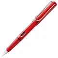 Lamy safari red Füller - Füllhalter mit ergonomischem Griff & polierter Stahlfeder in Strichbreite F – robuster ASA-Kunststoff - inkl. Tintenpatrone T 10 blau - Rechtshänder