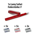 LAMY safari 016 Füllhalter in Rot mit F-Feder + 12x Nachfüllpack T10