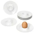MamboCat Tommy 6er Set Eierbecher mit Ablage I 6 Personen I Ø 13,2cm I Elegante runde Porzellan-Eierbecher für das Frühstücksei I weiße Flache Eierbecher für Brunch & Buffet I schickes Geschirr