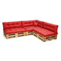 POKAR Palettenkissen Wasserabweisend Palettenauflagen Palettenmöbel Palettensofa 8er Set: Sitzkissen 120x80 + Rückenlehne 120x40, Rot