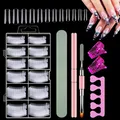 120 Stücke Dual Nail Forms Set Schablonen Nagelverlängerung Nagelformen mit Rosa