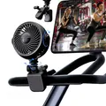 Nauttxon Wiederaufladbarer Peloton-Fahrradventilator mit Wattepads für Dufttropfen, Clip, tragbarer batteriebetriebener Ventilator für Laufband, stationäres Fahrrad, Heimtrainer, Kinderwagen, Zubehör
