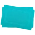 Julie Julsen Badematte 2-Badematte-Türkis-70 x 120 cm, Baumwolle, Doppelrahmen blau 70 cm x 120 cm