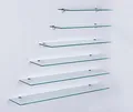 Euro Tische 90cm Glas Wandregal Klarglas, Glas Regal für Badezimmer, Klarglas Duschregal mit 6mm ESG Sicherheitsglas and Metallhaltern Montiert, Verschiedene Größen