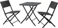 SVITA Poly-Rattan Bistro-Set Balkon-Set Klappmöbel Stuhl Tisch Garten-Möbel Schwarz