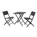 SVITA Bistroset 3-teilig 2 Stühle 1 Tisch Polyrattan Balkonset platzsparend klappbar Gartenmöbel Schwarz