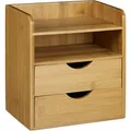 Relaxdays Schreibtisch Organizer Bambus Natur 2 Schubladen 21 cm x 20 cm x 13 cm