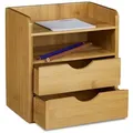 Relaxdays Schreibtisch-Organizer Bambus Schubladen Hellbraun
