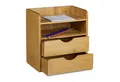relaxdays Briefablage Schreibtisch-Organizer Bambus Schubladen