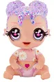 MGA Glitter Babyz - LILA WILDBLOOM - Babypuppe mit 3 magischen Farbwechseln durch eiskaltes Wasser - mit lila Glitzer-Haar, Wildblumen-Outfit, Windel, Flasche und Schnuller - Für Kinder ab 3 Jahren