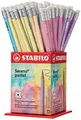 STABILO - Bleistift mit Radierer - swano Pastel - 72er Pack - verschiedene Farben - Härtegrad HB