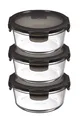 LocknLock: 3x Boroseal rund 650ml grauer Deckel (LLG831G/3)