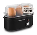 GOURMETmaxx Eierkocher für 3 Eier 210W schwarz, 210 W, mit Messbecher & Eierstecher - kompakt