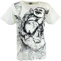 GURU SHOP Sure Herren T-Shirt Happy Buddha - Weiß, Baumwolle, Size:XL