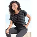 Elbsand T-Shirt Calisa mit Streifenmuster, sportliches Kurzarmshirt aus Baumwoll-Mix blau|grün M (38)