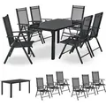 Juskys Aluminium Gartengarnitur Milano Gartenmöbel Set mit Tisch und 6 Stühlen Dunkel-Grau mit schwarzer Kunstfaser Alu Sitzgruppe Balkonmöbel - Dunkelgrau/Schwarz