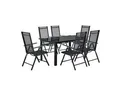 Juskys Aluminium Gartengarnitur Milano Gartenmöbel Set mit Tisch und 6 Stühlen Dunkel-Grau