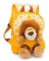 NICI Kinderrucksack gelb 2 in 1 mit Kuscheltier Löwe 25cm - Kindergartenrucksack Mädchen & Jungen - Weicher Rückenbereich & verstellbare Gurte - 49850