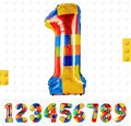 Großer Baustein Folienballon 1 Jahr | Kindergeburtstag Deko XXL 40 Zoll - Hel...