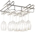 WENKO Schrankeinhänger Gläserhalter, verchromte Gläser-Halterung für bis zu 12 Gläser mit einem Glasstil von bis zu 2,2 cm Breite & einem Glasfußdurchmesser von bis zu 7 cm, Abmessung 34 x 8 x 25 cm, 2748140800, Silber Glänzend, 8 x 25 x 34 cm