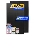Solarpanel 500W Bifazial Glas-Glas N-Type – Solarmodul Full Black 40V für Balkonkraftwerk / Photovoltaikanlage (2 Stück) Solakon®
