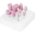 PFERD TOOLS Schleifstift-Set STEEL EDGE, 10-teilig, Schaft-ø 6 mm, grob, Edelkorund rosa, 33920131 – für den Kanteneinsatz auf Stahl und Stahlguss