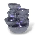 Arnusa Zimmerbrunnen großer Springbrunnen Wasserfall 50 cm Zimmerbrunnen Groß Wasserspiel, mit LED Beleuchtung Indoor und Outdoor