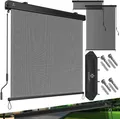 KESSER® Senkrechtmarkise Außenrollo Handkurbelmechanismus Balkonrollo Sonnen & Sichtschutz Beschattung Sonnenschutz Außen Rollo mit Kurbel Markisenkasten Balkon & Terrasse Inkl. Montageset & Abdeckung