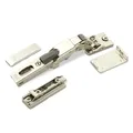 2 x Salice Universalscharnier für Glastür oder Spiegeltür 110° inkl. Linear-Montageplatte Höhe 3 mm mit Euroschrauben, Exzenterverstellung, Möbelscharniere mit Abdeckkappen