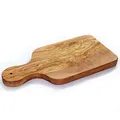 Schneidebrett mit Griff Olivenholz NATUREHOME 30x14cm – massives Schneidebrett robust & langlebig, Servierbrett mit Griff antibakteriell & messerschonend, ideal als Küchenbrett, Brotbrett & Steakbrett