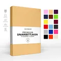 Jacobson Jersey Spannbettlaken Spannbetttuch Baumwolle Bettlaken (Premium 200x220 cm, Beige)