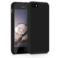 kwmobile Hülle kompatibel mit Apple iPhone SE (1.Gen 2016) / iPhone 5 / iPhone 5S Hülle - Silikon Handy Case - Handyhülle weiche Oberfläche - kabelloses Laden - Schwarz