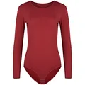 Evoni Damen-Body I Bodysuit mit Rundhals für Frauen I Langarm-Body in verschiedenen Farben I Optimale Alternative für Sport & Freizeit M Bordeaux