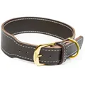 CopcoPet Hunde-Halsband Hundehalsband - Zoe, Robust, nachhaltig, Naturprodukt. Handgefertigt braun 35 - 40 cm 30 mm Messing
