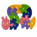 Holzpuzzle Raupe mit Zahlen von 1 bis 10- 3937
