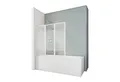 Schulte Badewannenfaltwand Smart 127 x 121 cm, Sicherheitsglas, (3 tlg), Dekor Querstreifen Alpin Weiß Klebe-Montage