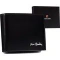 Pierre Cardin | Klassische, elegante Herrengeldbörse, aus Naturleder, Schwarz, 12x9 cm - Schwarz