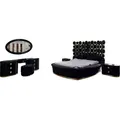 JVmoebel Schlafzimmer-Set Schlafzimmer Set Luxusbett 2x Nachttische Schminktisch Spiegel 5tlg, (5-tlg., Bett/2x Nachttisch/Schminktisch/Spiegel), Made in Europa schwarz