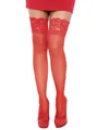 Leg Avenue Overknees Feinstrümpfe mit Spitzenborte halbtransparent rot Sinnlich verführerisches Accessoire, das Stil und Eleganz vereint