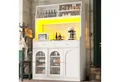 Odikalo Küchenbuffet Küchenschrank Anrichte Hochschrank Buffetschrank Vitrine Weiß/Schwarz
