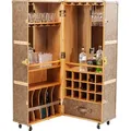 Kare-Design Barschrank, Braun, Beige, Holz, Metall, Textil, Esche, 1 Schublade(n) Schubladen, 60x154x60 cm, Esszimmer, Barmöbel, Barschränke & Theken