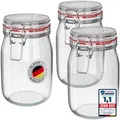 Wellgro Vorratsglas Einmachgläser mit Bügelverschluss rund, Fermentierglas, (3-tlg) 1140 ml