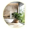 Tulup Led, Blaugrau, Glas, Oval, 63x70x0.4 cm, Spiegel, Wandspiegel