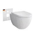 Alpenberger Dusch-WC Hänge WC mit Bidet Funktion Toilette mit WC Sitz mit Absenkautomatik, wandhängend, Abgang waagerecht, Hänge WC Spülrandlos, Dusch WC mit Bidet Funktion -Taharet Hänge WC