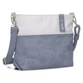 Zwei Damen Umhängetasche JANA J8 Crossbody Bag 3 Liter Bicolor Handtasche im Canvas-Stil, weiches Kunstleder, ideal für den Alltag, inkl. 2 abnehmbare Schultergurte kurz & lang (nubuk-sky)