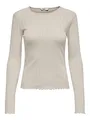ONLY Damen Einfarbiges Langarm Shirt Basic Rundhals Rollkanten Top Longsleeve Oberteil ONLCARLOTTA