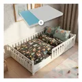 Juskys Kinderbett Naya 120x200 cm - Bett mit Matratze, Rausfallschutz & Lattenrost - Bodenbett Weiß