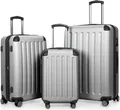 HAUPTSTADTKOFFER - Spree - Kofferset 3tlg Hartschalenkoffer Reisekoffer mit Erweiterung Trolley-Set, TSA, 4 Rollen, S M & L,Silber
